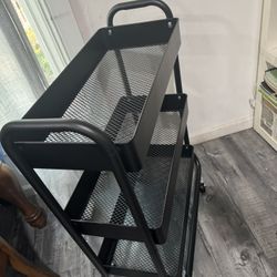 Storage cart black metal rack on wheels brand new firm price