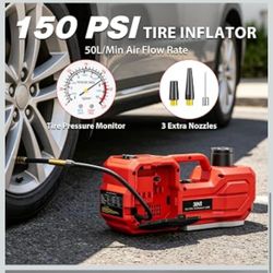 New 6T Electric Car Jack, 12V Portable Hydraulic Jack with Built-in Inflatable Pump, 550N·m Impact Wrench & LED Light, Lifting Height 6.1-17.7 Inch fo