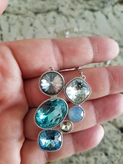 Blue crystal stainless steel necklace by Touchstone Crystal