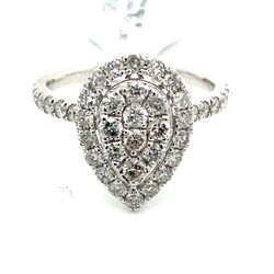 10k White Gold Diamond Cluster Ring Pear Shape 1ctw 2.9grams Size 7 145448 4