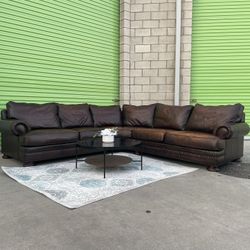 *Free Delivery* Brown Bernhardt Leather Sectional Couch Sofa