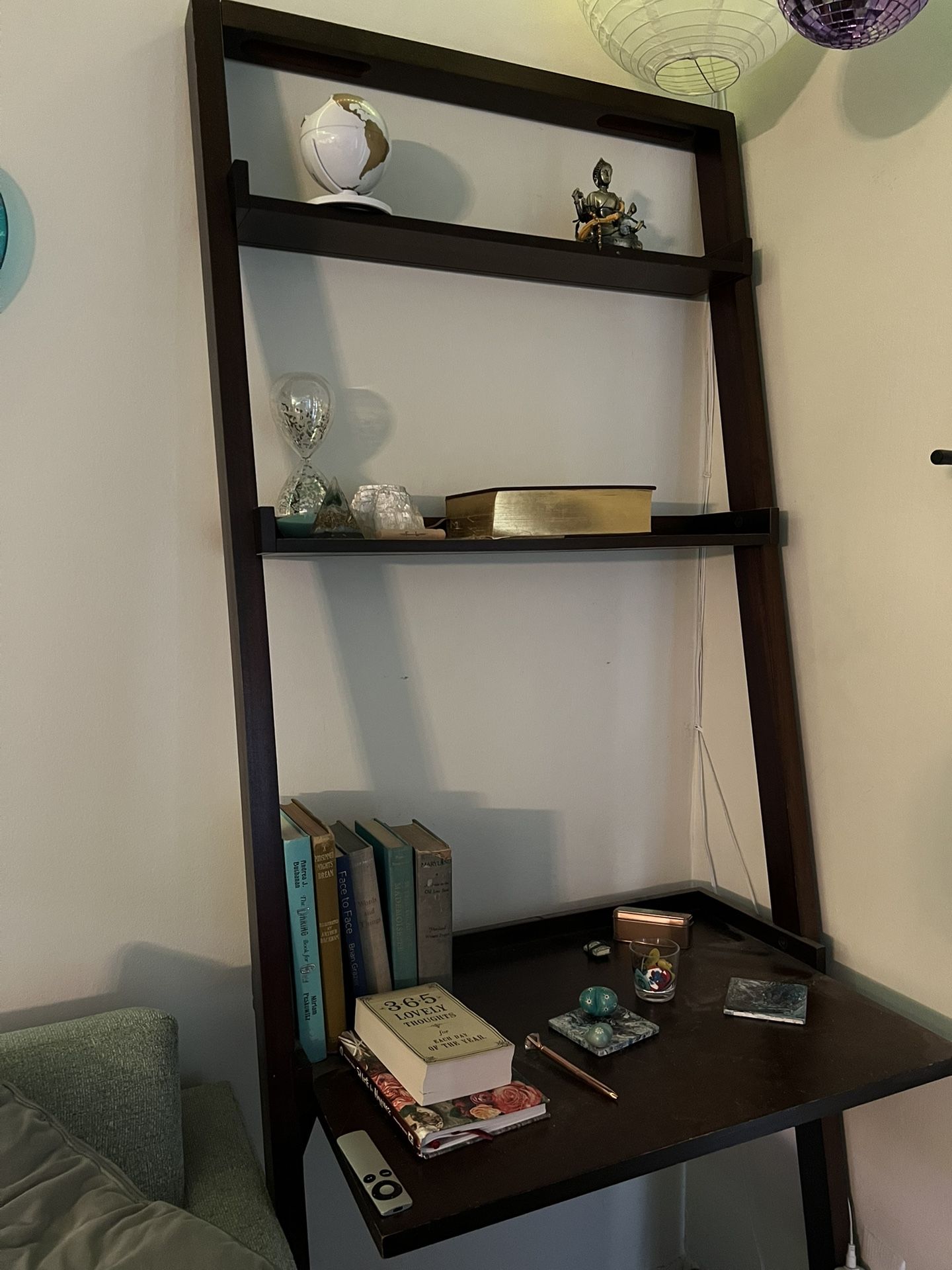 Modern Ladder Desk with Shelving – Espresso Finish