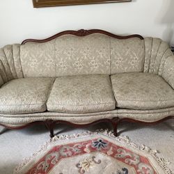 Vintage Carved Wood Love Seat/Sofa