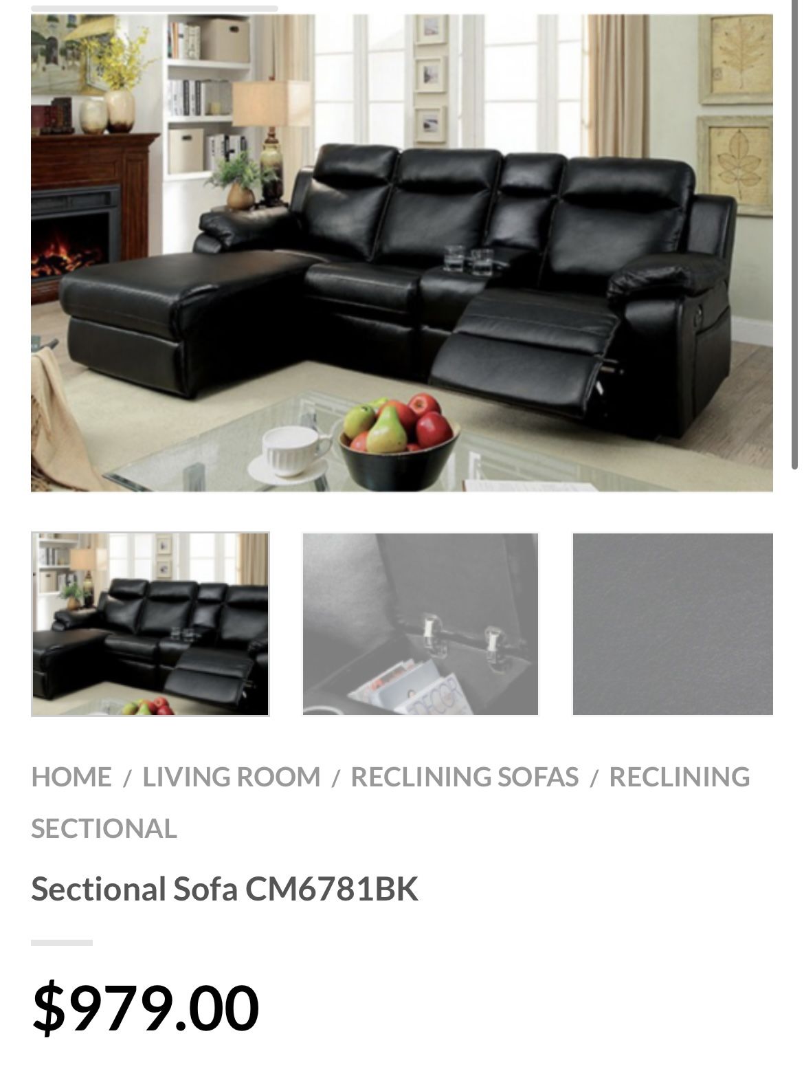 Black Sectional Sofa With Recliner