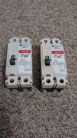 Cutler hammer industrial circuit breaker EDH 14K 50 amp two pole 480VAC CAT# EDH2050L USED have 2 $60 each