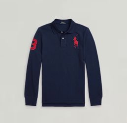 Big Pony Mesh Long-Sleeve Polo Shirt M 10-12