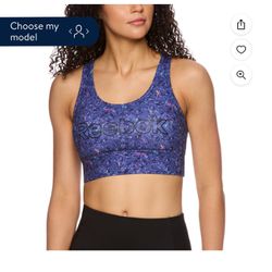 Reebok Women's Renew Longlined Printed Sports Bra with Removable Cups. size S $6.00 each