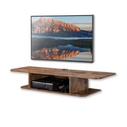 FITUEYES Wall Mounted Entertainment Center 2 Tier Modern Floating TV Stand Media Console, Brown