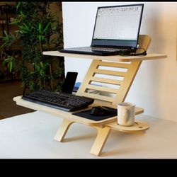 Adjustable Wood Laptop Stand - Natural