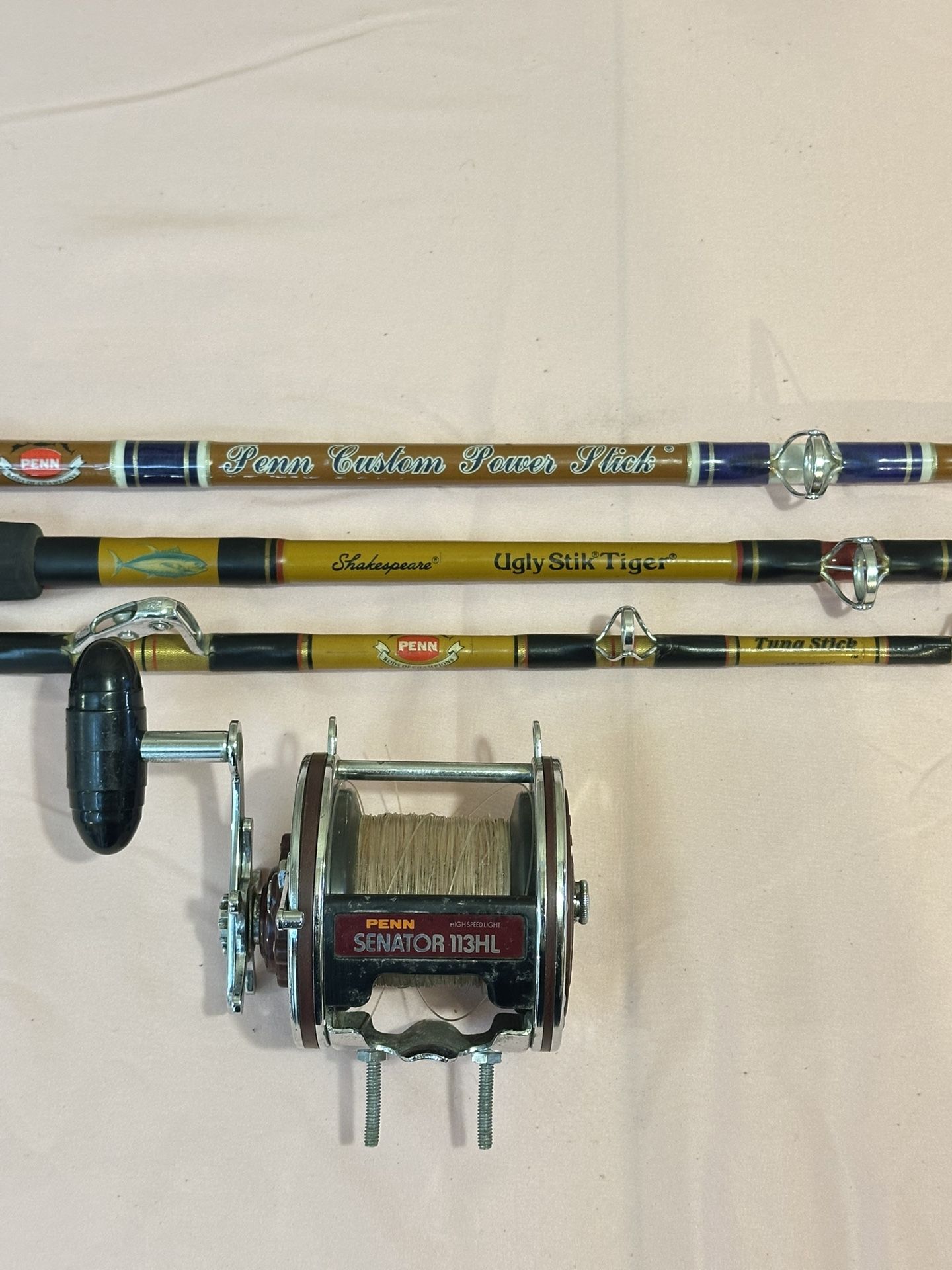 Fishing Rod & Reel Penn Senator II Tuna Stick Custom Power Stick Shakespeare Ugly Stik Tiger Vintage