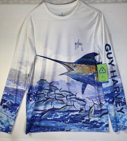 Guy Harvey Long Sleeve Performance Fishing Shirt Mens Size Medium 