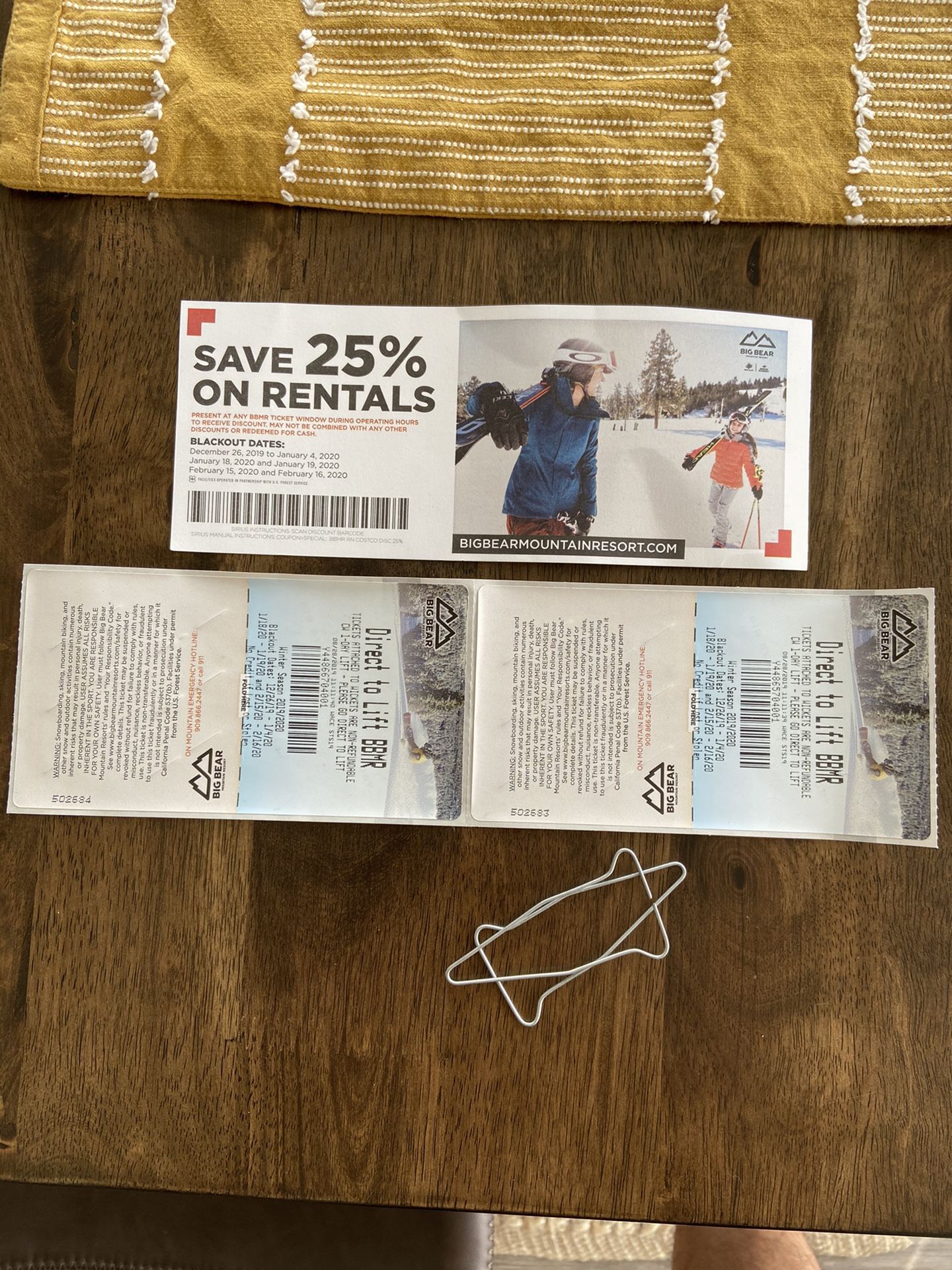 (2) Big bear lift tickets for Sale in Seal Beach, CA OfferUp