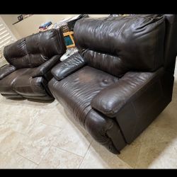 Leather sofa and large chair. Electric both recline.