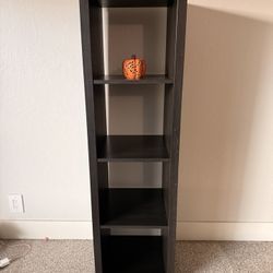 Narrow 5-Shelf Black/Dark Brown Bookcase/Display Unit