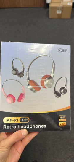 iKF-R1 Retro Headphones Bluetooth 5.4 Hi-Fi Sound Custom EQ via App 60H Playtime Comfortable Fit Multipoint Connection Lightweight Vintage Headphones 