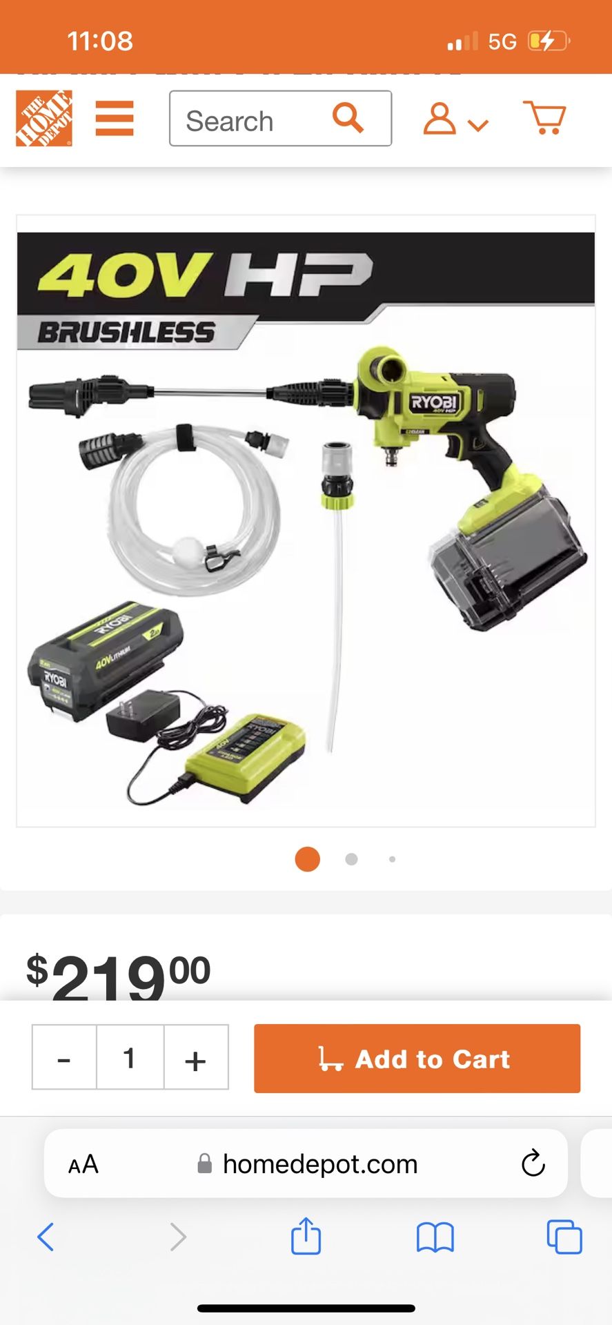40V HP Brushless EZClean 600 PSI 0.7 GPM Cold Water Electric Power Cleaner