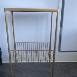 Gold End Table With Mirrored Top