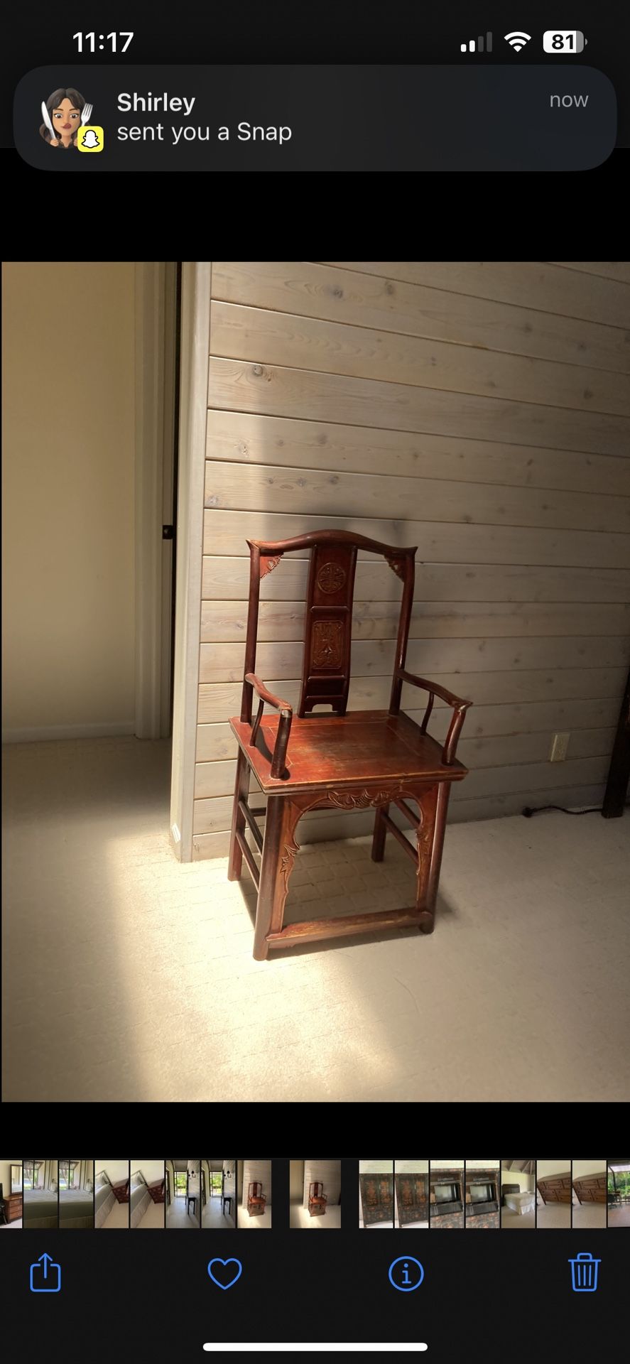 Old Antique Chinese Chair With Details In Photos