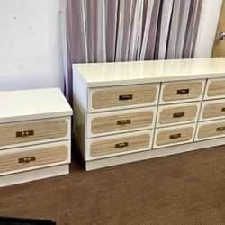 Long Dresser and Nightstand. Chest of Drawers $150. Bedside Table $100. $220 Both. See all pics