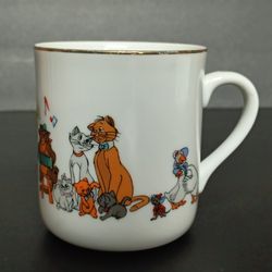 1970s Walt Disney Productions Aristocats Coffee Cup Mug Gold Rim