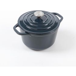 Enameled Cast Iron Dutch Oven with Lid, 1.5 Quart Deep Round Dutch Oven with Dual Handles, Navy Blue $25