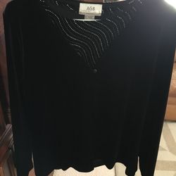 New Teenager / Woman’s Black Velvet Jacket With Silver Glitter Design /black Tank Top/size Petite Medium 