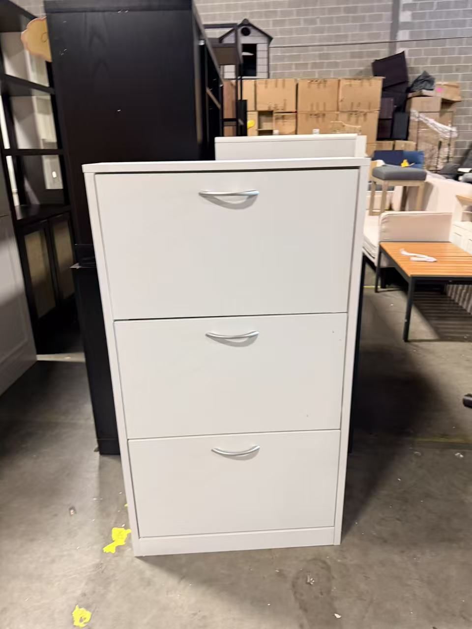 Shoe Storage Cabinet with 3 Flip Drawers white $50