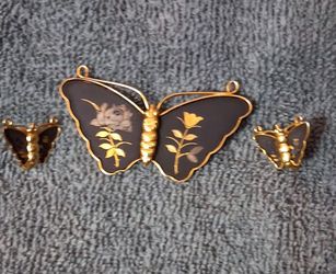 Butterfly Brooch and Earrings Jewelry Set