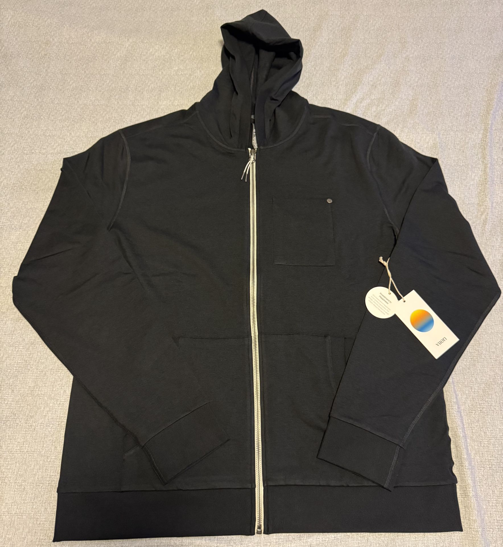 Vuori Size Large Coronado Zip Hoodie Men Jacket Black Heater V243 New NWT