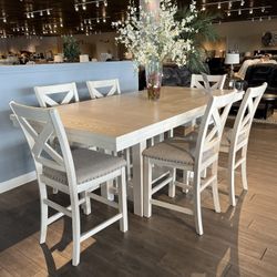 White 7pc Counter Height Dining Room Set