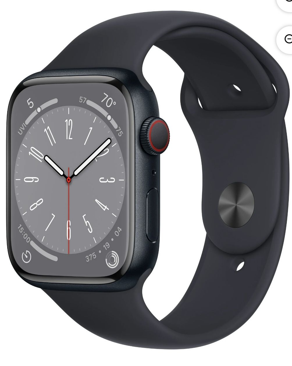 Apple Watch Series 8 GPS + Cellular 45mm Midnight Aluminum Case with Midnight Sport Band - M/L.