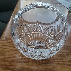 Vintage Fostoria Crystal Diamond Cut Basket Bowl