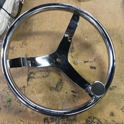 3 Spoke Sports Steering Wheel with Turning Knob, Fits ¾-Inch Tapered Shaft, 13.5-inch Diameter
