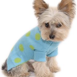 BRAND NEW Aqua Blue Polka Dot Dog Sweater Size #12 
