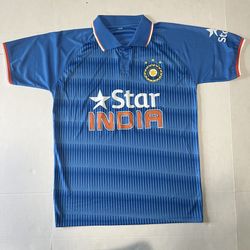 Star India cricket jersey 100% polyester unisex size xl v neck blue polo.