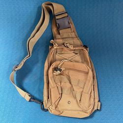 Single Shoulder Molle Sling Chest Satchel Daypack Bag - KAHKI