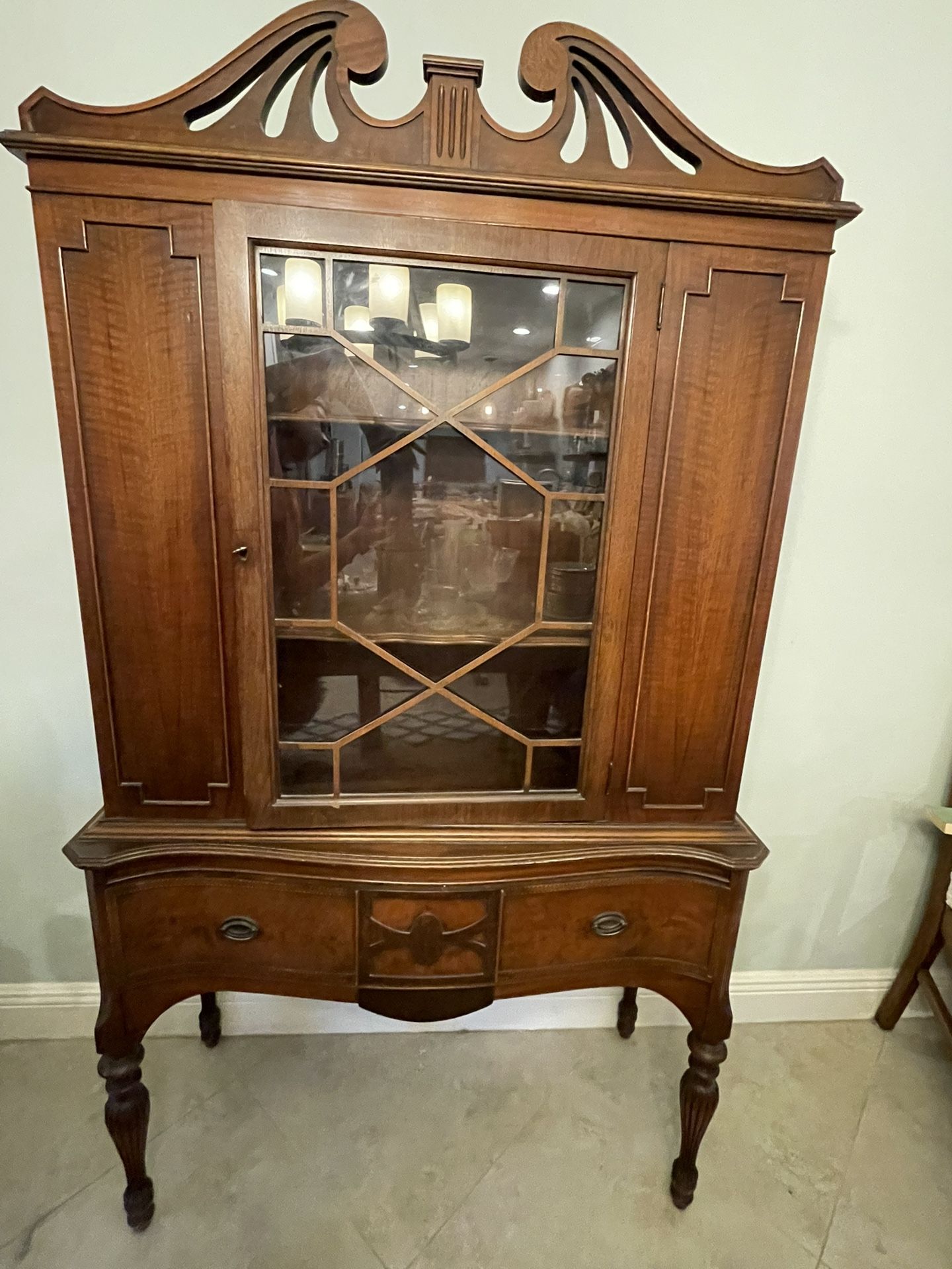 Vintage Colonial Revival China Cabinet β Solid Walnut