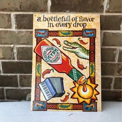 Vintage Tabasco Metal Sign - Bright Colors Great Details 17 X 12 