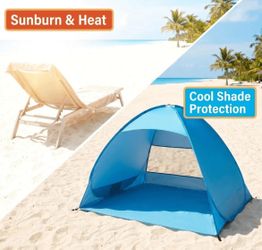 1-Piece Instant Pop-Up Beach Tent For Family, Spacious Triangle Outdoor Shade With Carrying Bag – Lightweight Polyester, Portable For Camping, Hiking 