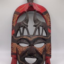 African tribal mask hand carved wood
