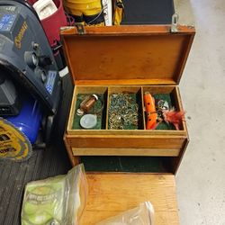 Wooden Tackle Box With Everything You Need