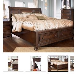 Porter King Sleigh Bed with 2 Storage Drawers