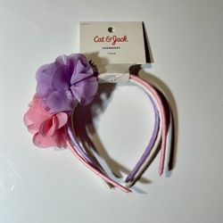 NWT Cat & Jack Girls 3pk Chiffon Flower Headbands Pink Purple White OS