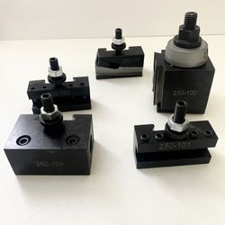AXA Piston Type Quick Change Tool Post Set 250-100 (Incomplete – Missing 250-110 & Big Handle) | Mini Lathe Tool Holder | Fits 6–12” Swing CNC Lathe