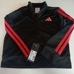 Brand New Adidas Kids Tracksuit Jacket & Pants Set Black / Red Size 8