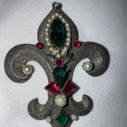 Rare Vintage Weiss Fleur de Lis Brooch, Pendant 