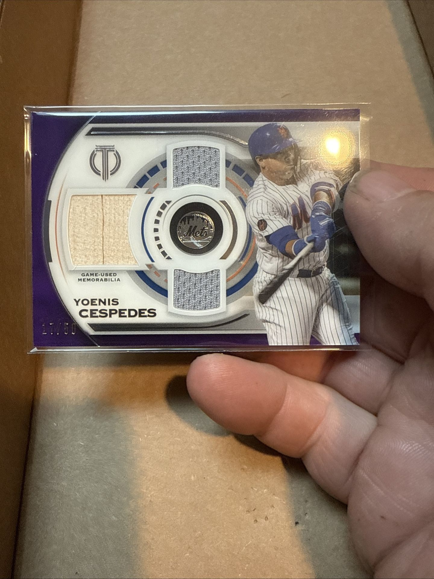 2019 Topps Tribute Yoenis Cespedes Triple Relic, Purple /50