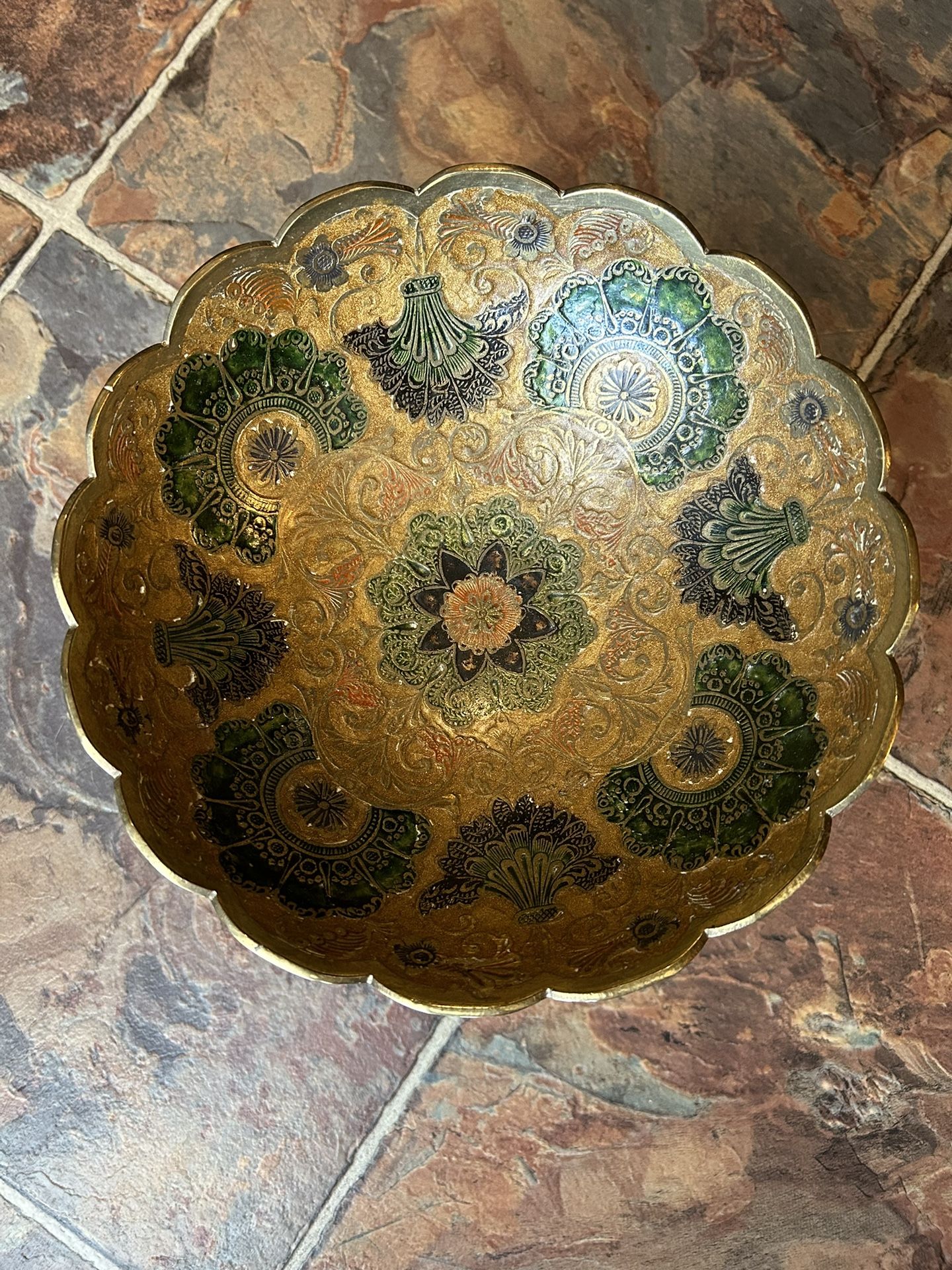 Vintage brass painted fruit bowl