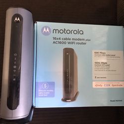 Motorola 16 x 4 Cable Modem plus AC1600 WIFI Router-Black