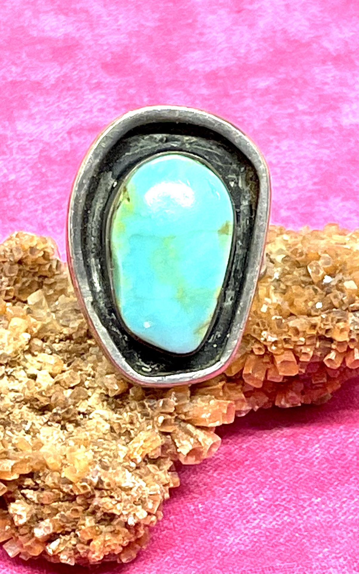 Vintage Estate Native Turquoise Ring Sz 7